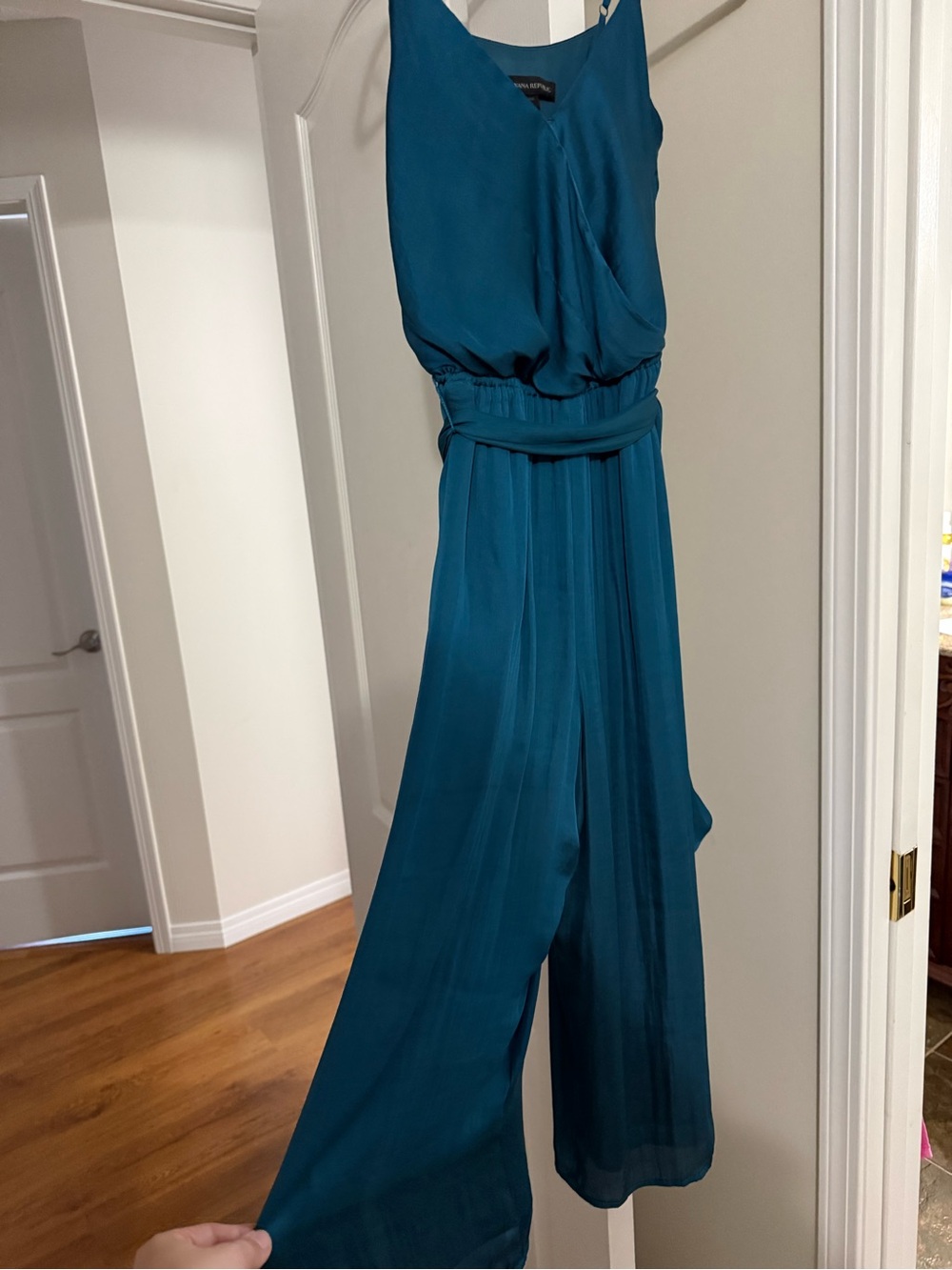Banana Republic Teal V-Neck Wide-Leg Jumpsuit